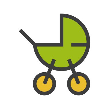 Bebek arabası renk simgesi. Beyaz arka plan üzerinde izole vektör çizim.