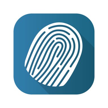 Parmak izi düz tasarım uzun gölge simgesi. Vektör siluet simge.