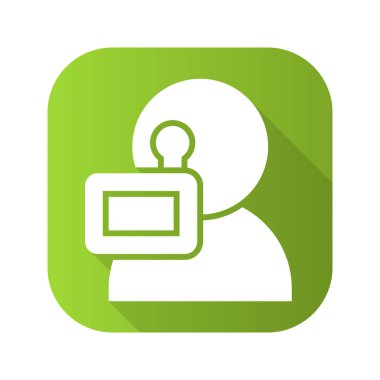 Kameramanların düz tasarım uzun gölge simgesi. Vektör siluet simge.