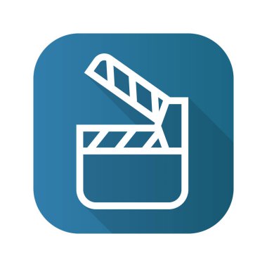 Film Klaket düz doğrusal uzun gölge simgesi. Vektör satırı simgesi.