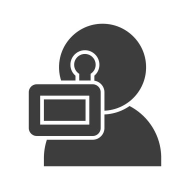 Kameramanların simgesi. Siluet simge. Negatif alan. İzole vektör çizim.