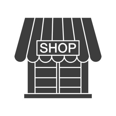 Mağaza simgesi. Siluet simge. Negatif alan. İzole vektör çizim.