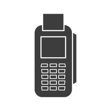 Kartı terminal simgesi. Siluet simge. Negatif alan. İzole vektör çizim.