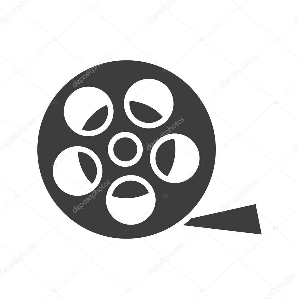 Film reel icon. Silhouette symbol. Negative space. Vector isolated illustration.