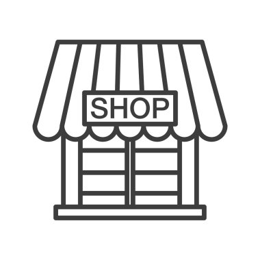 Mağaza doğrusal simgesi. İnce hat illüstrasyon. Çizim vektör izole anahat.