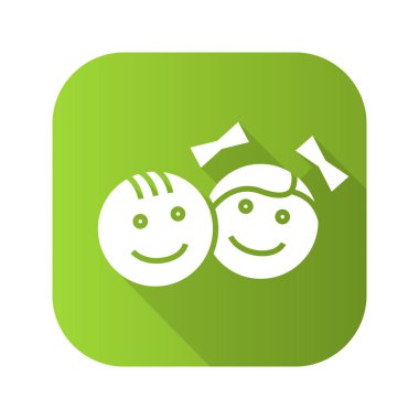 Çocuk düz tasarım uzun gölge simgesi. Vektör siluet simge.