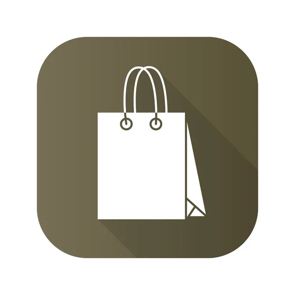 Shopping bag in carta design piatto icona lunga ombra. Simbolo silhouette vettoriale . — Vettoriale Stock