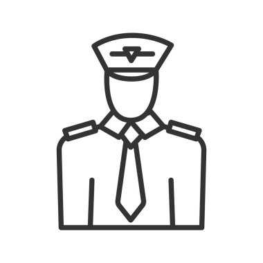 Pilot doğrusal simgesi. İnce hat illüstrasyon. Çizim vektör izole anahat.