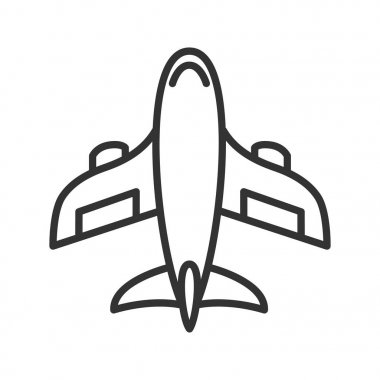 Uçak doğrusal simgesi. İnce hat illüstrasyon. Çizim vektör izole anahat.