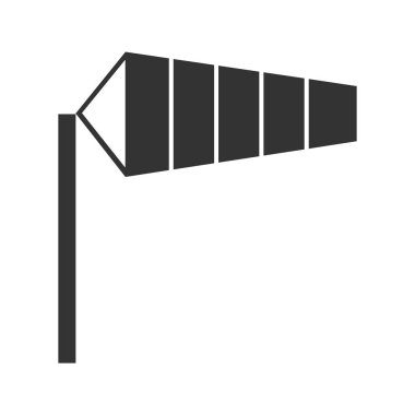 Havaalanı rüzgâr tulumu simgesine. Siluet simge. Negatif alan. İzole vektör çizim.