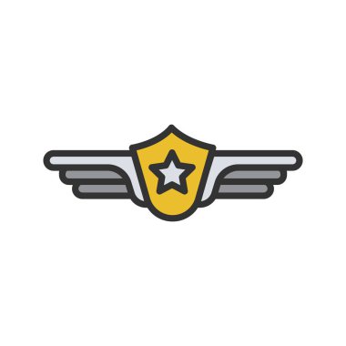 Pilot etiket renk simgesi. Beyaz arka plan üzerinde izole vektör çizim.