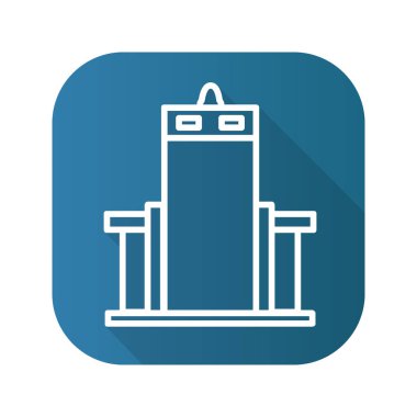 Metal tarayıcı düz doğrusal uzun gölge simgesi. Vektör satırı simgesi.