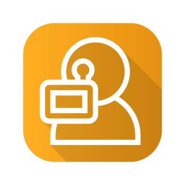 Kameramanların düz doğrusal uzun gölge simgesi. Vektör satırı simgesi.