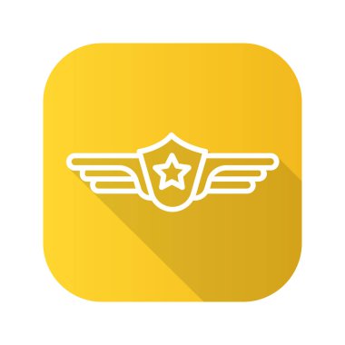 Pilot etiketi düz doğrusal uzun gölge simgesi. Vektör satırı simgesi.