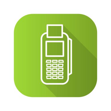 Kartı terminal düz doğrusal uzun gölge simgesi. Vektör satırı simgesi.