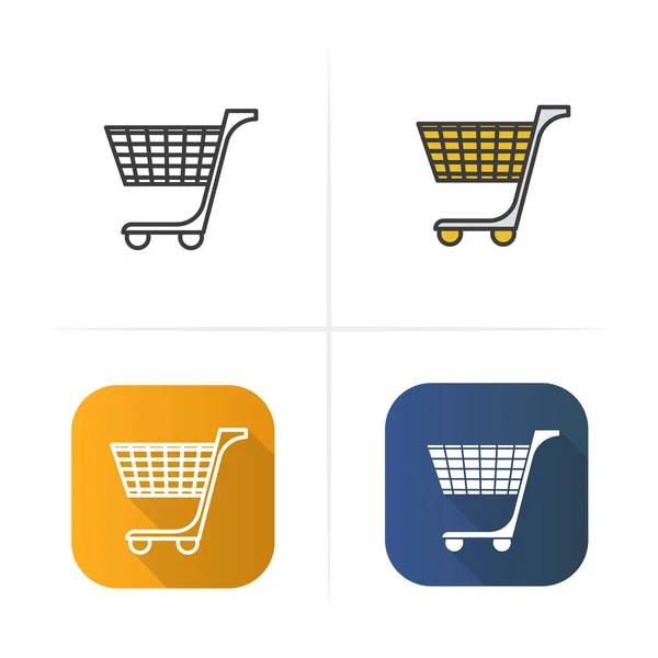 Shopping cart pictogram. Plat ontwerp, lineaire kleur stijlen. Geïsoleerde vectorillustraties. — Stockvector