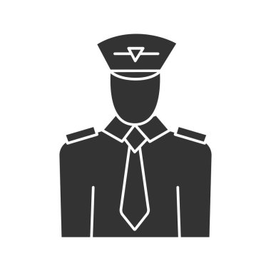 Pilot simgesi. Siluet simge. Negatif alan. İzole vektör çizim.