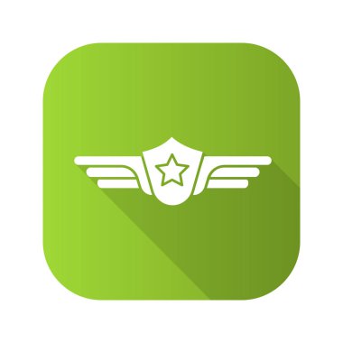 Pilot etiketi düz tasarım uzun gölge simgesi. Vektör siluet simge.