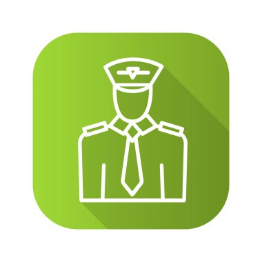 Pilot düz doğrusal uzun gölge simgesi. Vektör satırı simgesi.