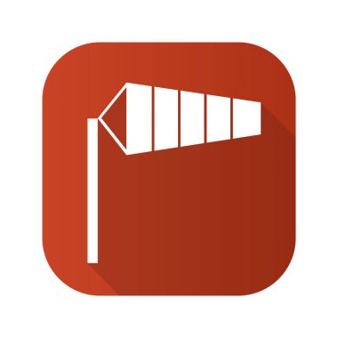 Havaalanı Rüzgar gülü düz tasarım uzun gölge simgesi. Vektör siluet simge.