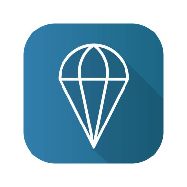 Paraşüt düz doğrusal uzun gölge simgesi. Vektör satırı simgesi.