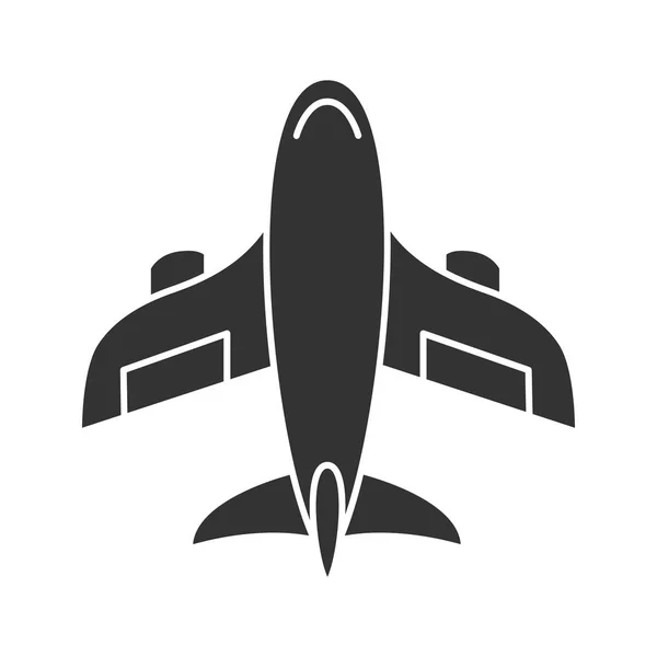 Flugzeug-Ikone. Silhouette-Symbol. Negativer Raum. Vektor isolierte Abbildung. — Stockvektor