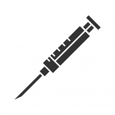 Şırınga simgesi. Siluet simge. Negatif alan. İzole vektör çizim.