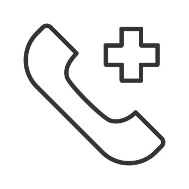 Hastane telefon doğrusal simgesi. İnce hat illüstrasyon. Çizim vektör izole anahat.