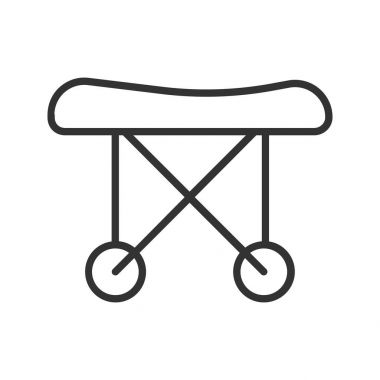 Tıbbi sedye doğrusal simgesi. İnce hat illüstrasyon. Çizim vektör izole anahat.