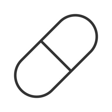 Kapsül tablet doğrusal simgesi. İnce hat illüstrasyon. Çizim vektör izole anahat.
