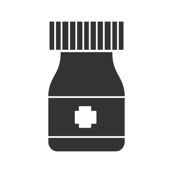 薬瓶のアイコン。シルエットのシンボル。否定的なスペース。分離したベクトル図. — ストックベクタ