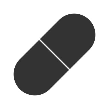 Kapsül tablet simgesi. Siluet simge. Negatif alan. İzole vektör çizim.