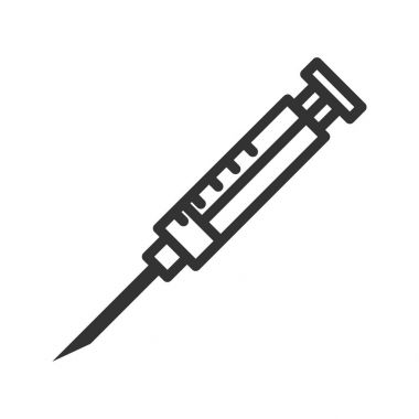 Şırınga doğrusal simgesi. İnce hat illüstrasyon. Çizim vektör izole anahat.