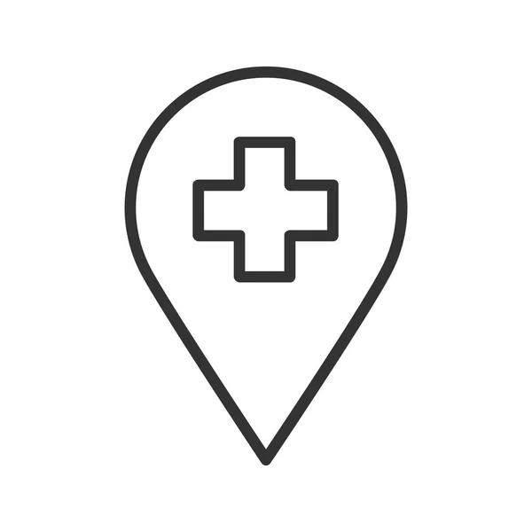 Krankenhaus punktgenau lineares Symbol. Schmalspur-Illustration. Vektor isolierte Umrisszeichnung. — Stockvektor