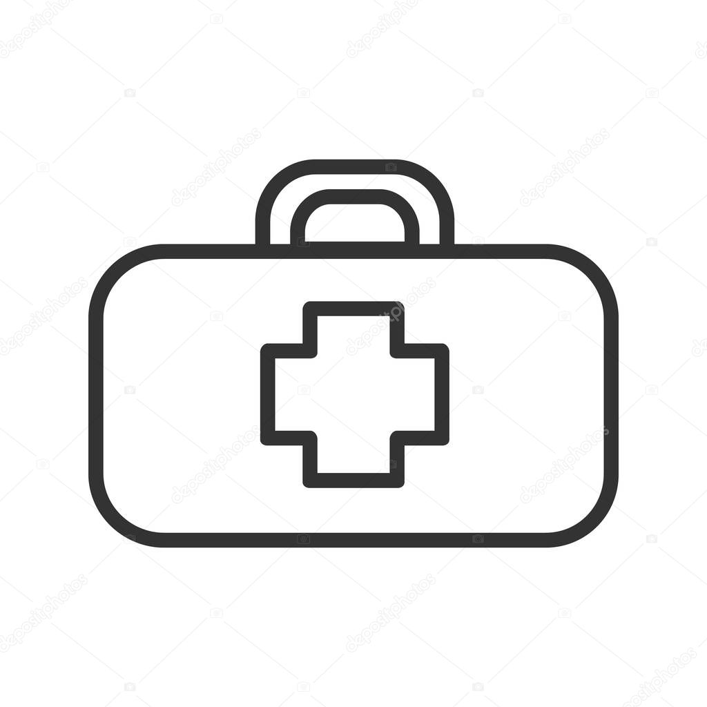 Símbolo lineal de botiquín de primeros auxilios. Ilustración de línea