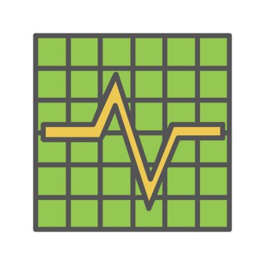 Kardiyogram renk simgesi. Beyaz arka plan üzerinde izole vektör çizim.