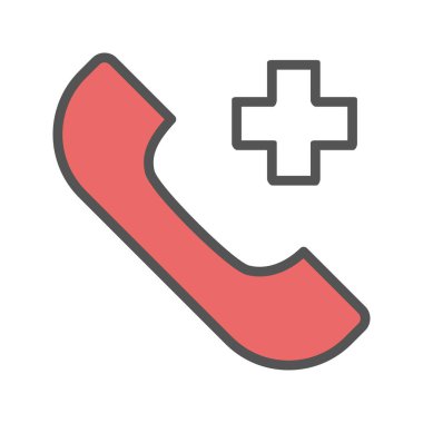 Hastane telefon renk simgesi. Beyaz arka plan üzerinde izole vektör çizim.