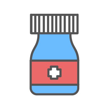 Tıp şişe renk simgesi. Beyaz arka plan üzerinde izole vektör çizim.