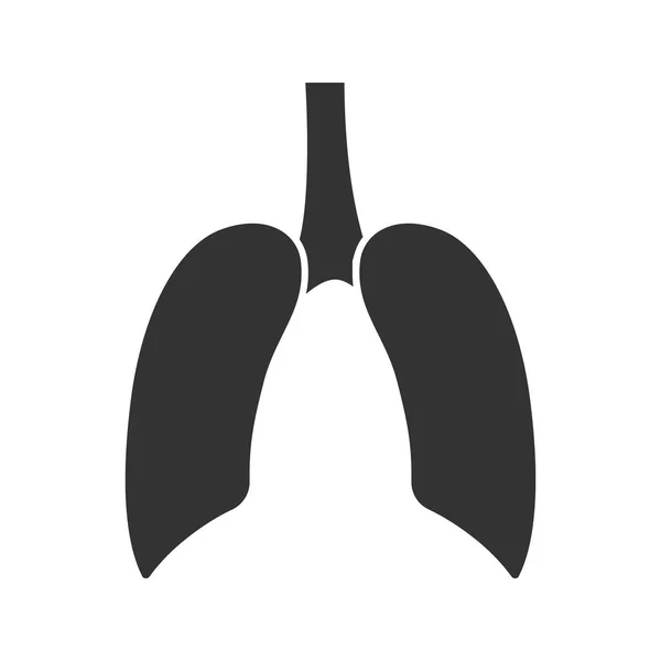 Lungen-Symbol. Silhouette-Symbol. Negativer Raum. Vektor isolierte Abbildung. — Stockvektor