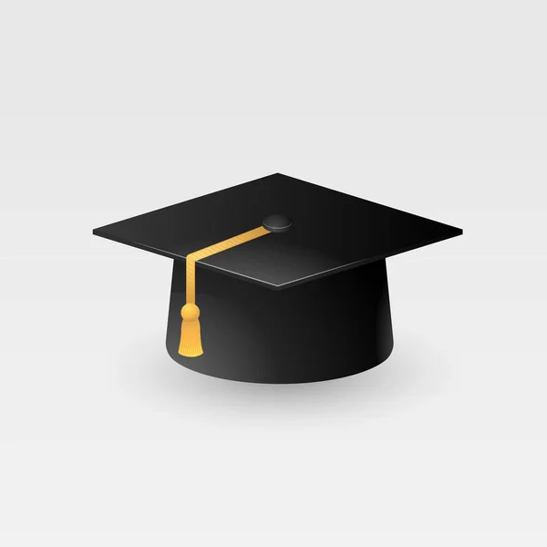 卒業キャップ ベクトル ベクトル図、学術キャップ タッセル アイコン卒業の帽子、白地に分離. — ストックベクタ