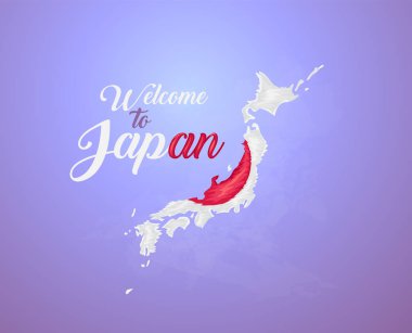 Japonya suluboya Haritayı pembe bir arka plan üzerinde kırmızı ve beyaz renklerde Vektör formatında.