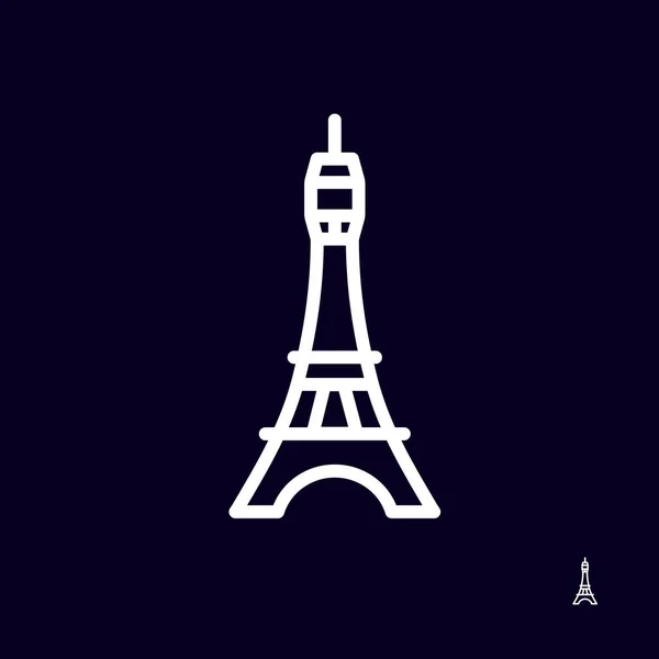 Logotipo do ícone da torre Eiffel no fundo escuro Isolado Ilustração vetorial. Design simplificado . — Vetor de Stock