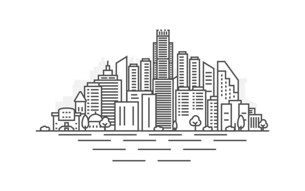 피닉스, 아리조나 건축 라인 스카이 라인 삽화. 유명 한 랜드마크가 있는 선형 벡터 시티 스케이프, 도시 풍경, 디자인 아이콘. 조절 할 수있는 박자를 지닌 풍경. — 스톡 벡터