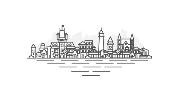 Georgetown, Guyana architecture line skyline illustration. Linear vector cityscape with famous landmarks, city sights, design icons. Landscape with editable strokes isolated on white background. — Stock Vector