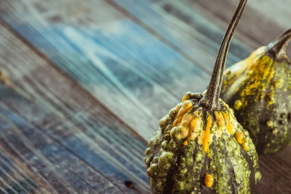 Dekoratif kabak koyu ahşap bir masa üzerinde