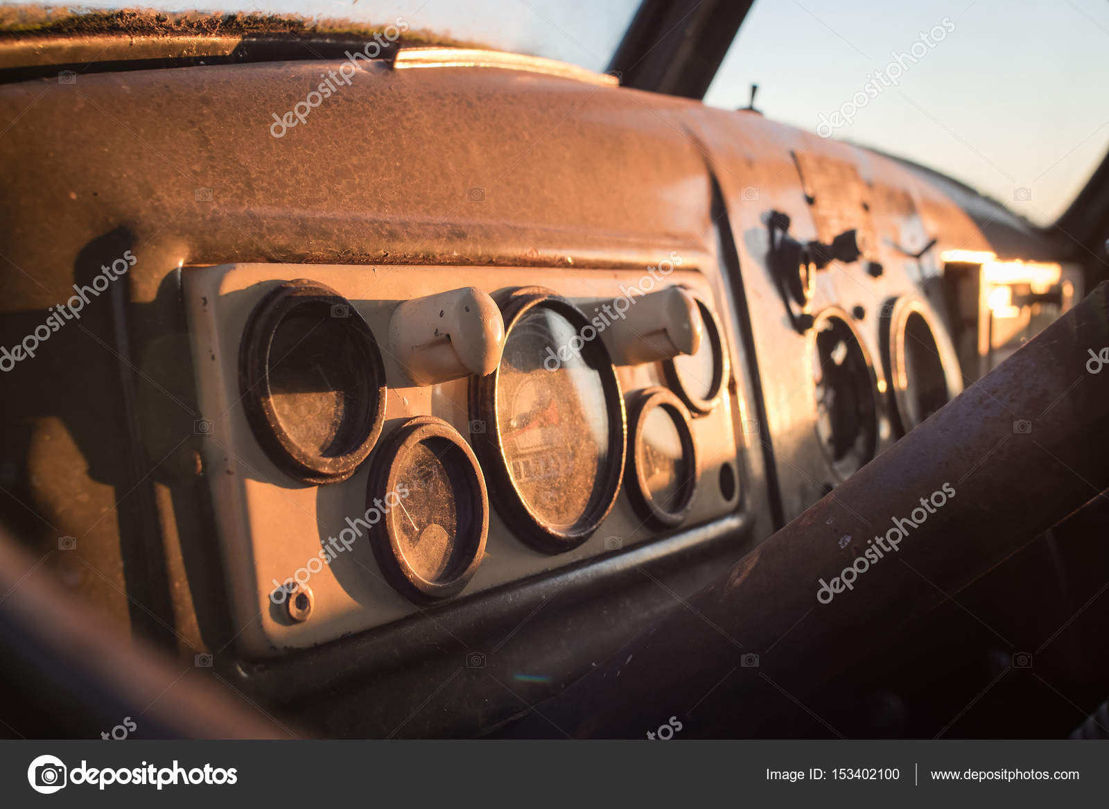 Old Truck Interior Of A Soviet Vintage Truck Stock Photo