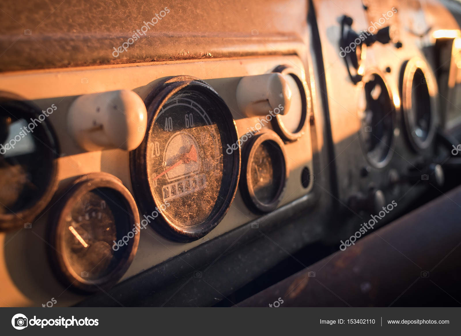 Old Truck Interior Of A Soviet Vintage Truck Stock Photo