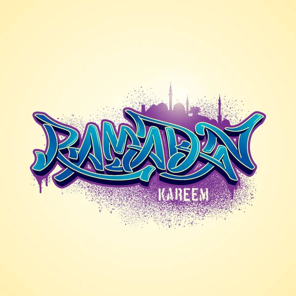 Islamiska Ramadan Kareem Vackra Text Med Graffiti Stil — Stock vektor