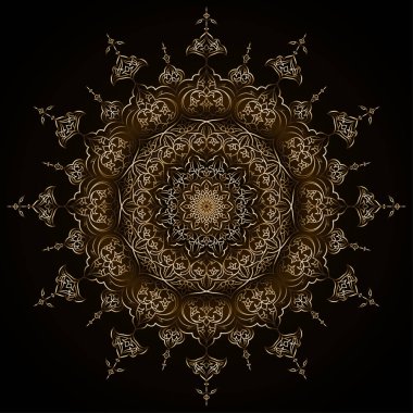 Arapça daire çiçek desenli İslami vektör çizim