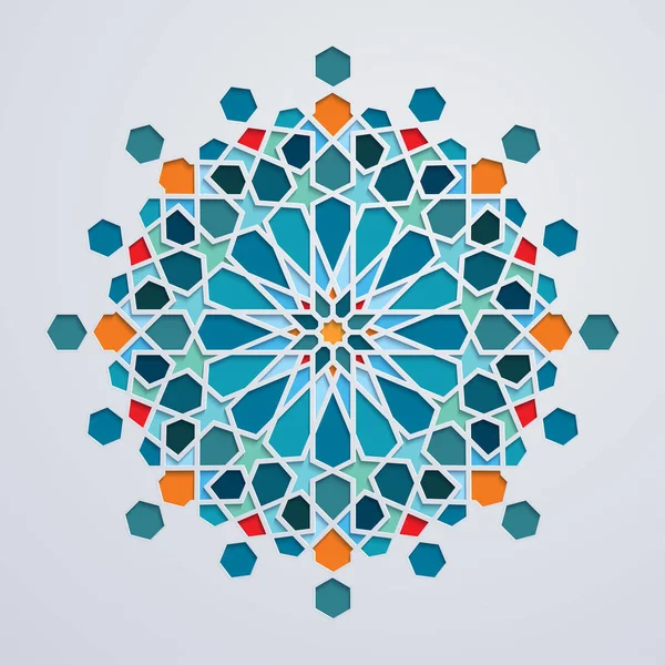Moroccoan Desen Renkli Geometrik Arapça Süsleme — Stok Vektör